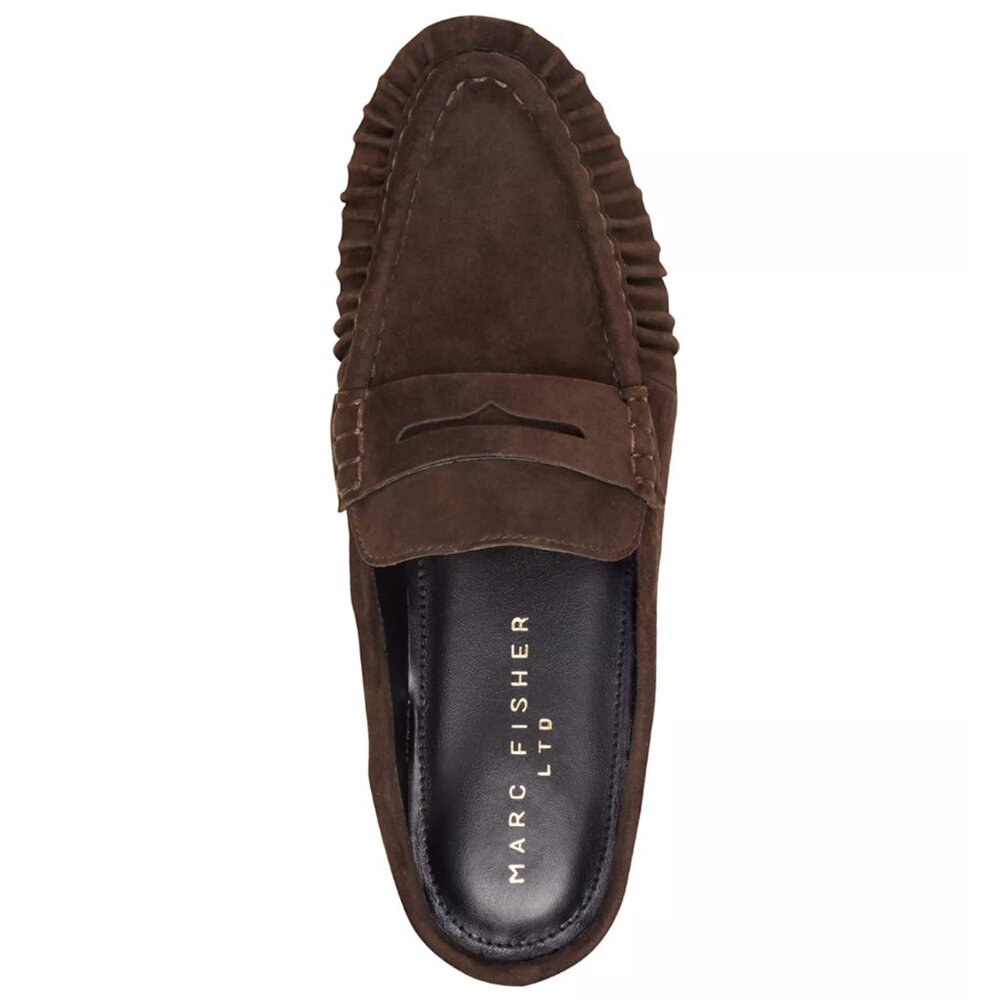 Marc Fisher Brown Suede Penny Loafer Mule
